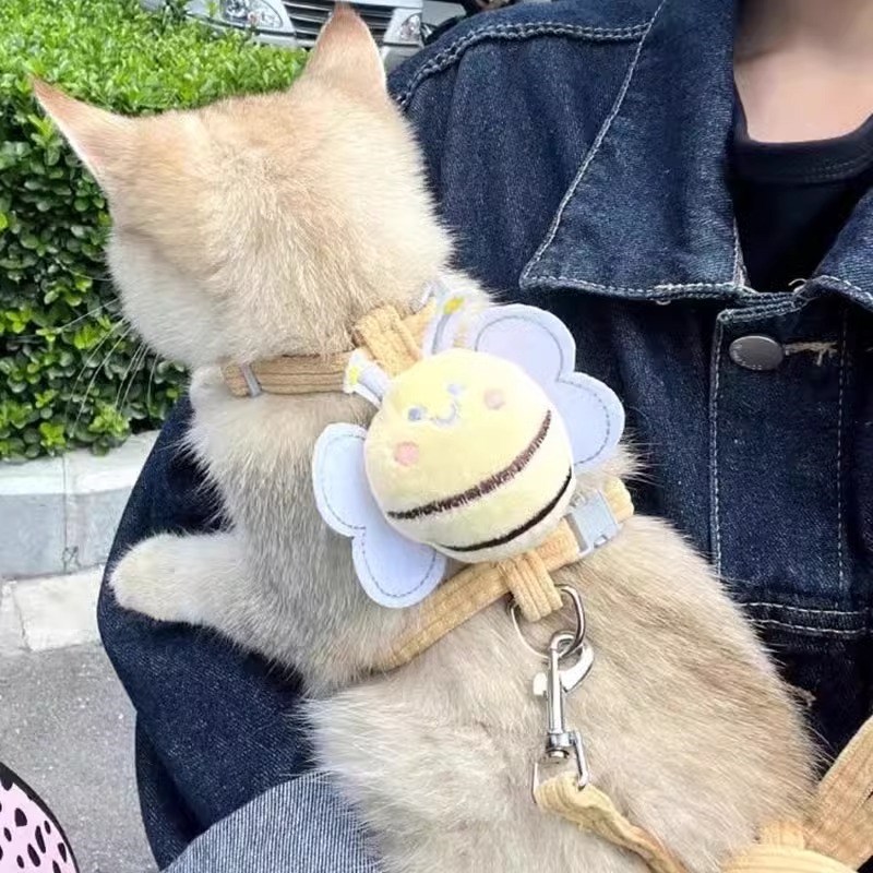 猫咪牵引绳工字防挣脱外出专用溜猫绳猫链子可调节宠物胸前背心式