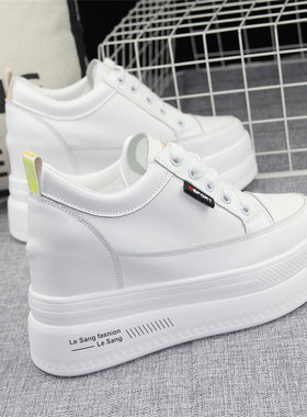 厚底内增高10cm小白鞋女鞋子2020早秋新款显瘦休闲运动鞋白色板鞋