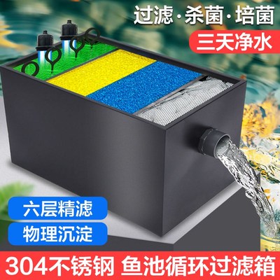 鱼池过滤器水循环系统不锈钢过滤箱室外大型水池过滤系统净化设备