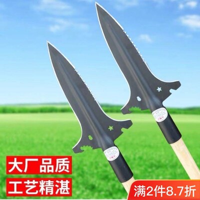 軍印园艺尖铲子多功能全钢t锯齿矛头户外野营工具开山开路祖鲁工
