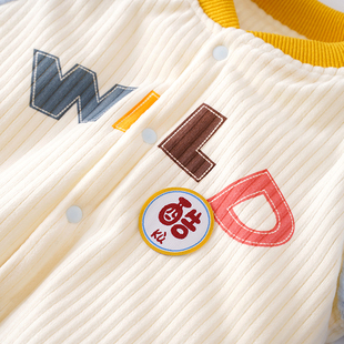 宝宝保暖衣套装 夹棉婴儿衣服秋冬加厚男童女 三层夹棉儿童棉袄棉裤