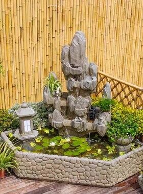 户外花园庭院假山流水摆件喷泉鱼池循环水阳台酒店水W池装饰品景