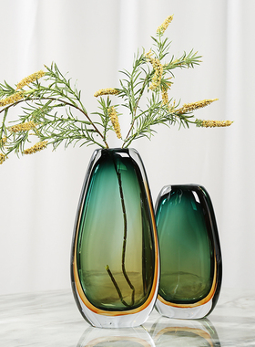 琉璃彩色花瓶摆件客厅轻奢餐桌样板间样品屋展示中心玻璃落日W余