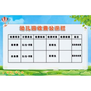 幼儿园收费公示栏海报展板幼儿园收费公示板学校收费公示牌墙贴