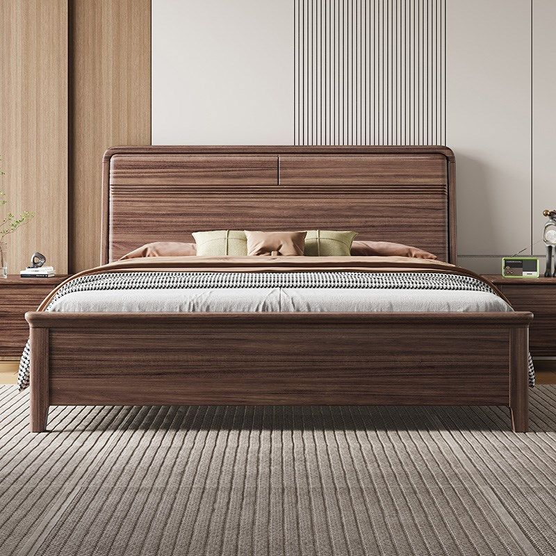 乌金木全实木床新中式高端大气轻奢1米8双人床现代简约主卧榫卯床