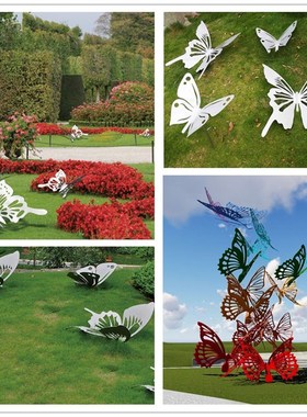 户外园林景d观不锈钢蝴蝶雕塑摆件创意金属动物花园公园庭院装饰