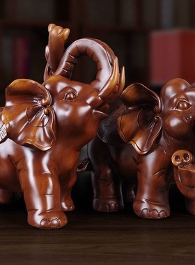 。招财大象摆件一对博古架装饰品客厅电视柜办公室桌家居酒柜装饰