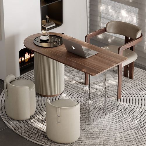 阳台茶桌书桌一体两用小茶台家用实木轻奢现代高级感自动上水小型