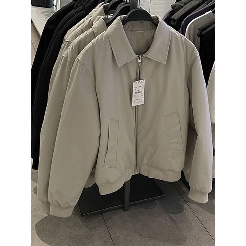 柜529!ZA男装秋冬新款翻领夹克棉衣男士简约休闲棉服外套3918621