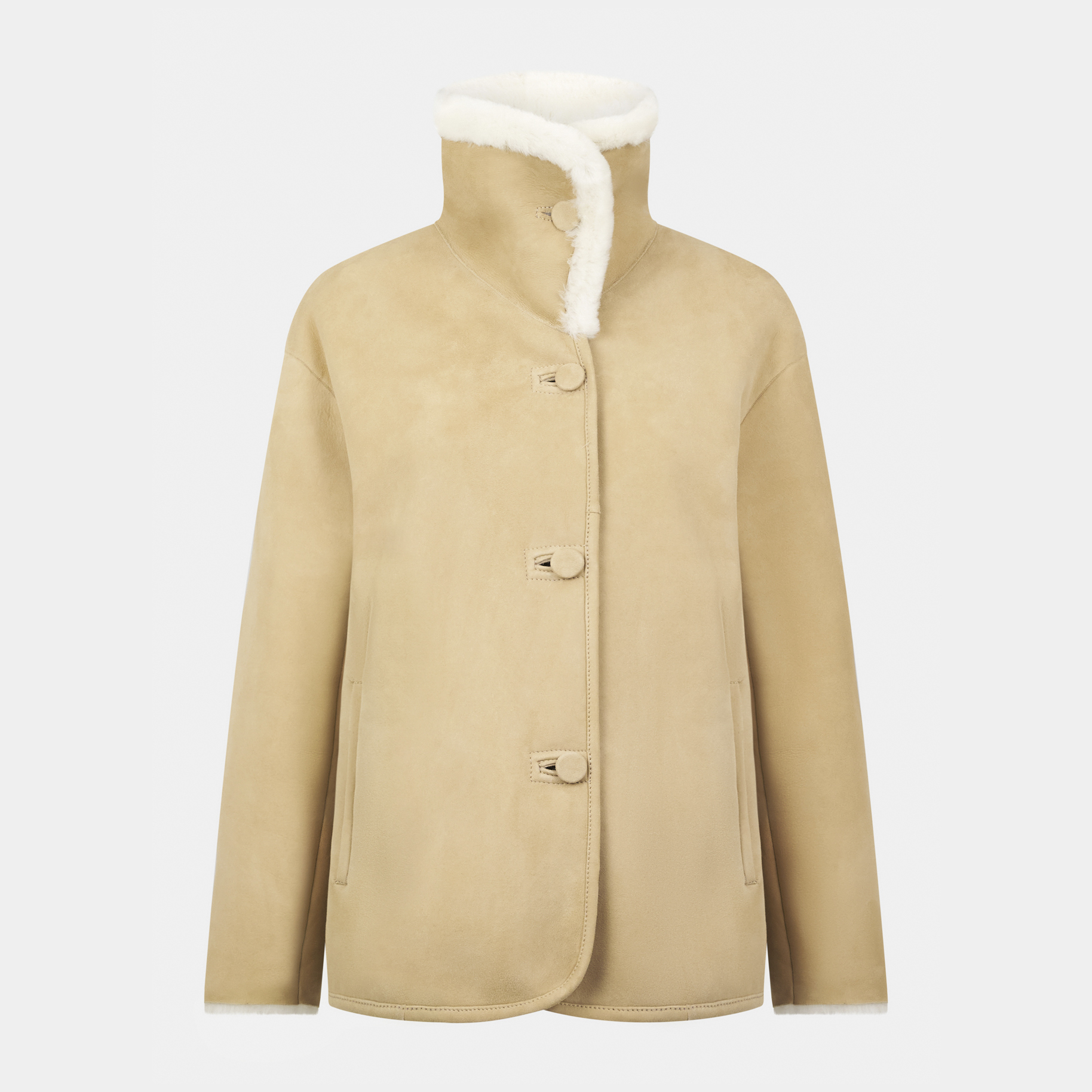 Simonetta Ravizza 2025秋冬 美利奴羊毛皮毛一体立领夹克外套