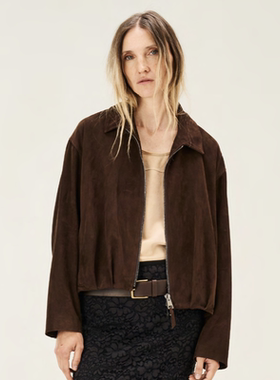 SIMONETTA RAVIZZA26春夏 美式复古皮革翻领拉链夹克外套