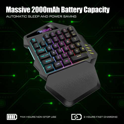 35 Kunci Isi Ulang 2.4G Nirkabel Satu Tangan Keyboard Gaming