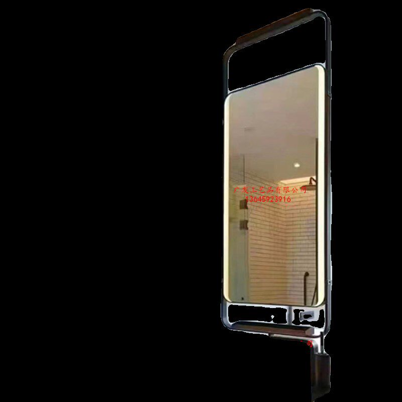 设计师创意方形吊杆镜吊挂镜发光智能镜过道镜子酒店浴室镜