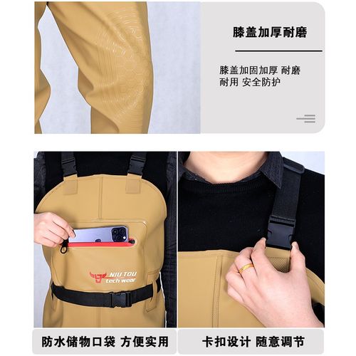 加厚耐磨防水雨裤半身涉钓鱼裤捕鱼抓鱼连身全身皮叉雨裤男女