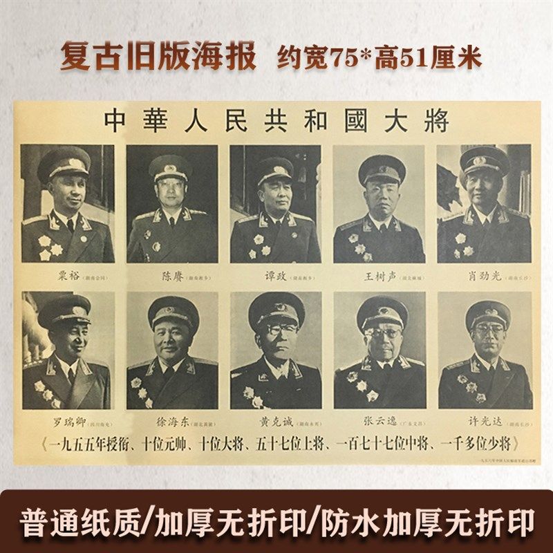 大将墙画十大将粟裕陈赓谭政旧时期现代宣传壁画大堂客厅装饰画
