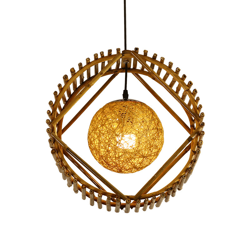 竹编小吊灯个性创意仿古茶室吧台阳台民宿店铺商用竹艺灯