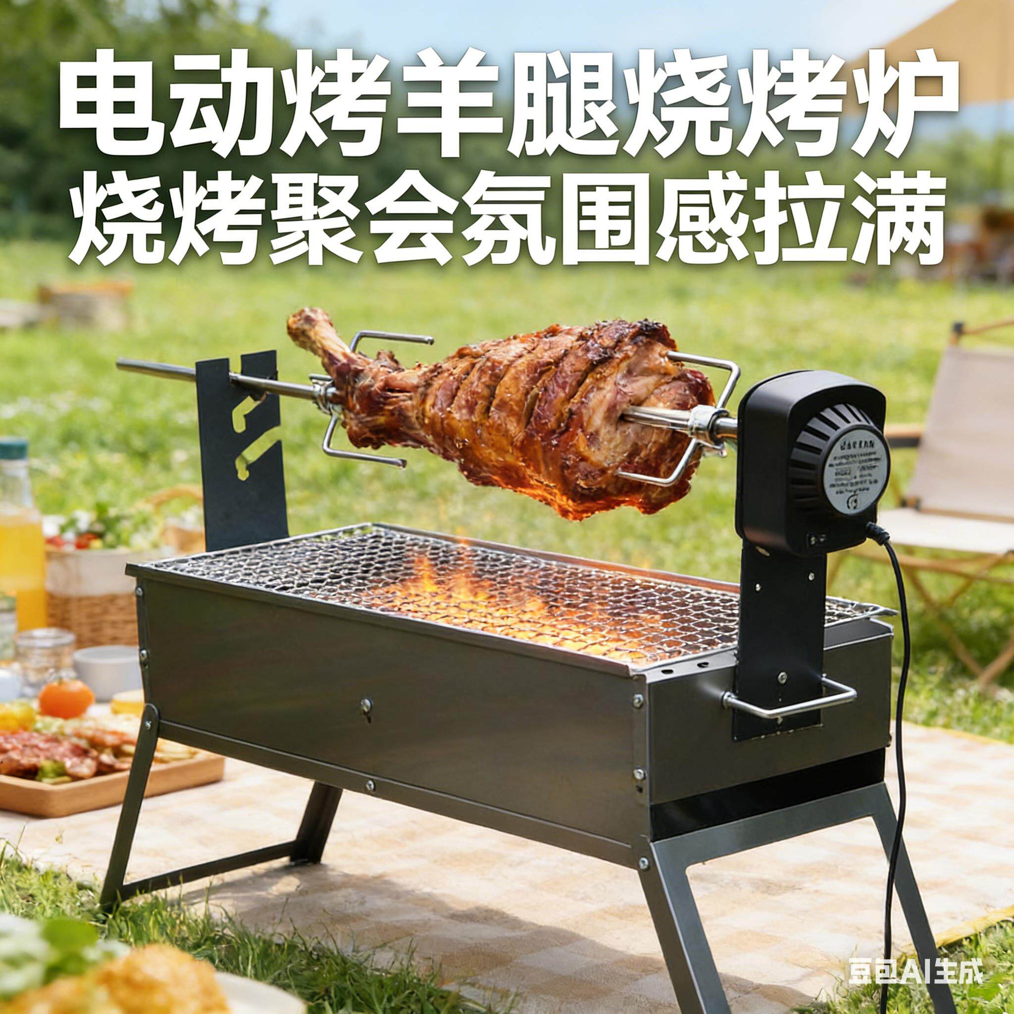 家用电动烤羊腿烧烤炉全自动旋转木炭架子户外烤串工具野外烧烤架