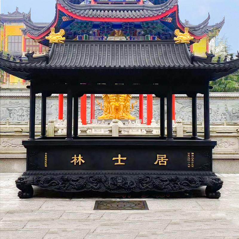 寺庙铸铁烧大香炉室外大号特大号寺院长方形香炉鼎盖全铜祠堂生铁