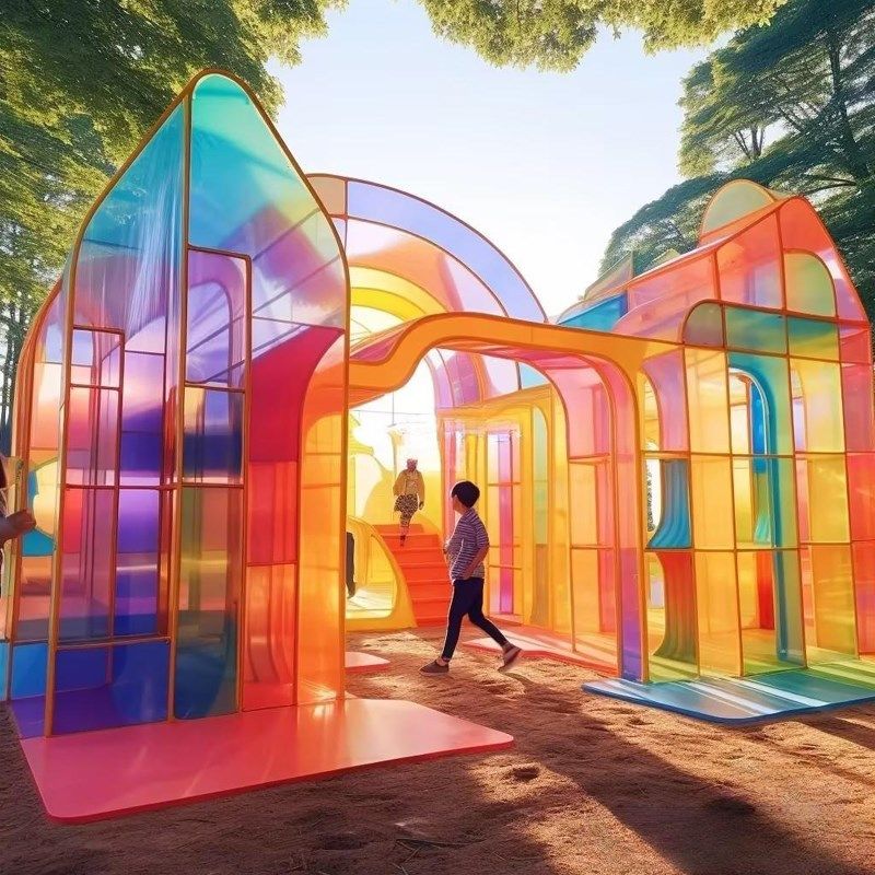 户外公园商业美陈亚克力艺术装置艺术展彩色透明景观小品堆头布置