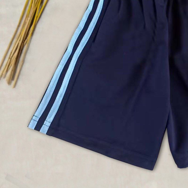订做夏季薄款短裤中小学生校服裤子藏蓝色2道浅蓝杠宽松5分裤夏装