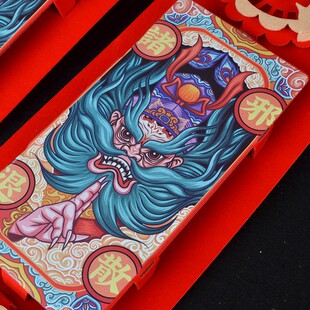 门神对联套装2022虎年春节过年家用春联立体福字醒狮创意钟馗秦琼