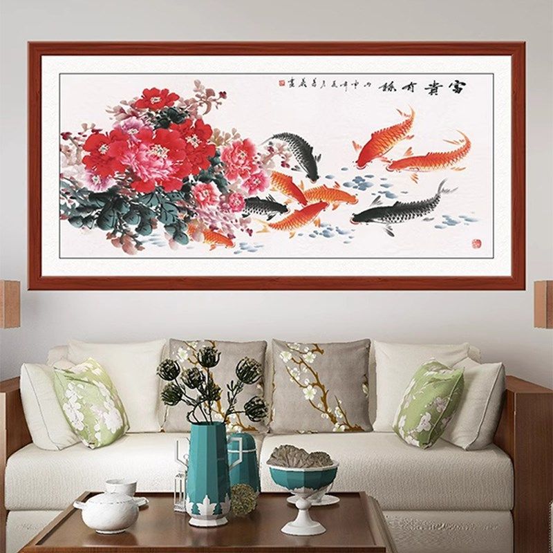 花开富贵贴画沙发背景墙客厅壁画中式墙画墙纸墙贴自粘年画墙贴画,家居饰品,现代装饰画,淘宝优惠券,粉丝福利购,淘宝优惠卷