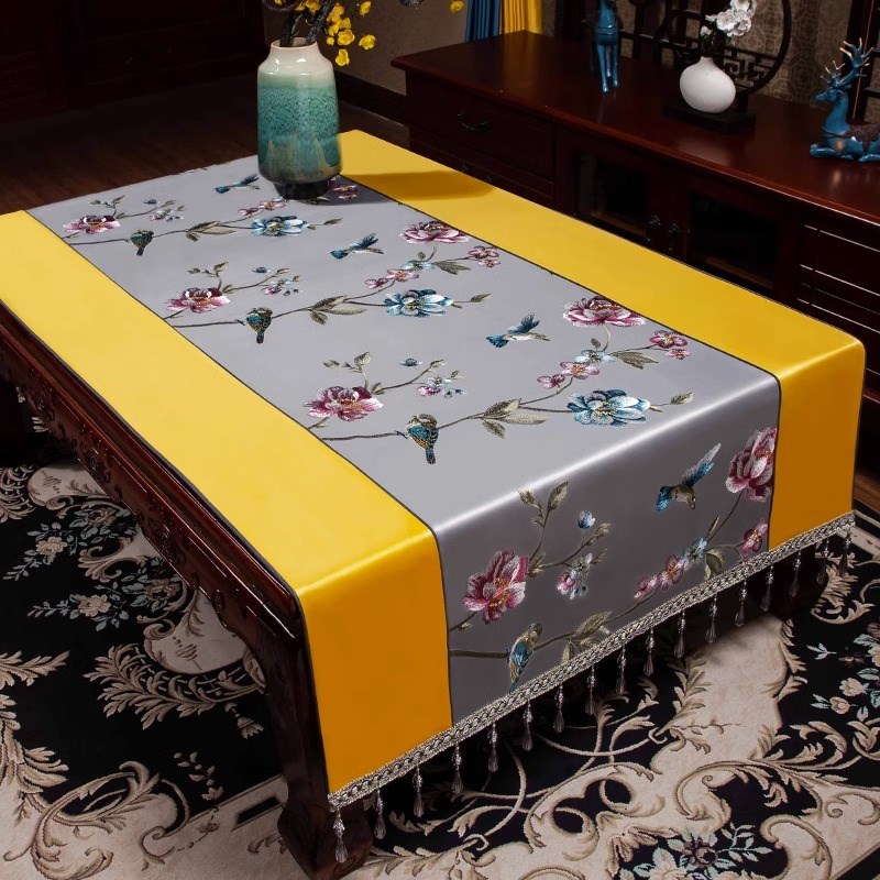 茶几垫布新中式盖布客厅茶桌茶室桌布垫长方形盖巾高档防尘定制
