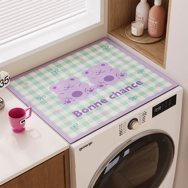 可爱滚筒式洗衣机盖垫台面保护防尘罩防晒冰箱盖布硅藻泥吸水垫子