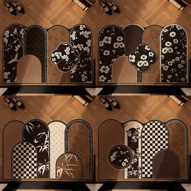 中古风入户门地垫高级复古进门门垫丝圈耐脏可裁剪门口地毯脚垫子