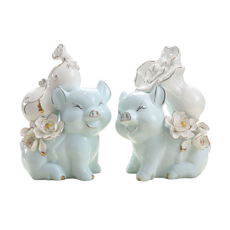 轻奢陶瓷猪一对招财猪发财瓷器小猪家里客厅酒柜家居装饰品小摆件,家居饰品,装饰摆件,淘宝优惠券,粉丝福利购,淘宝优惠卷