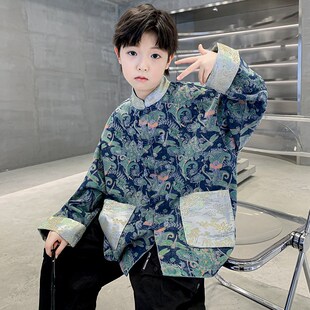 儿童装男童春秋款汉服2024新款大童古风秋装唐装男孩牛仔秋季外套