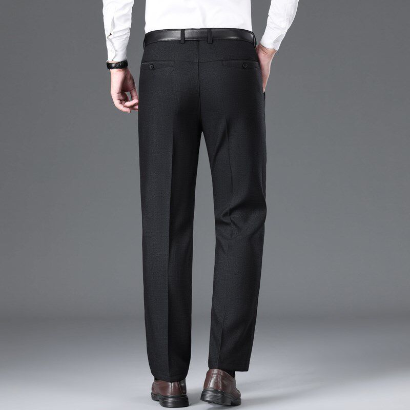 中老年爸爸裤子春秋款宽松直筒西裤男中年男士免烫休闲裤冬厚男裤