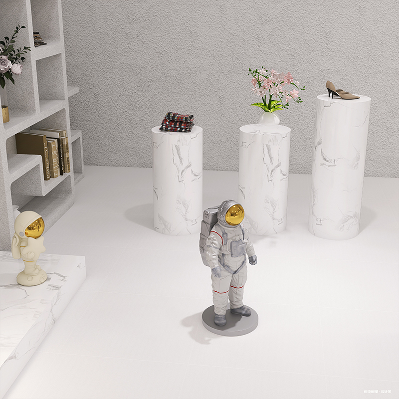 定制大理石白色圆形模特地台网红摄影道具展示台婚纱服装店试衣台