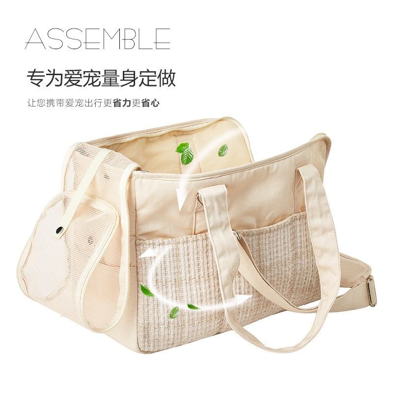 便携猫咪外出包棉帆布透气猫包斜跨单肩小狗狗泰迪宠物包手提猫包