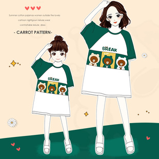 母女亲子睡裙夏季儿童睡衣大童纯棉女童女孩可爱公主风大码200斤