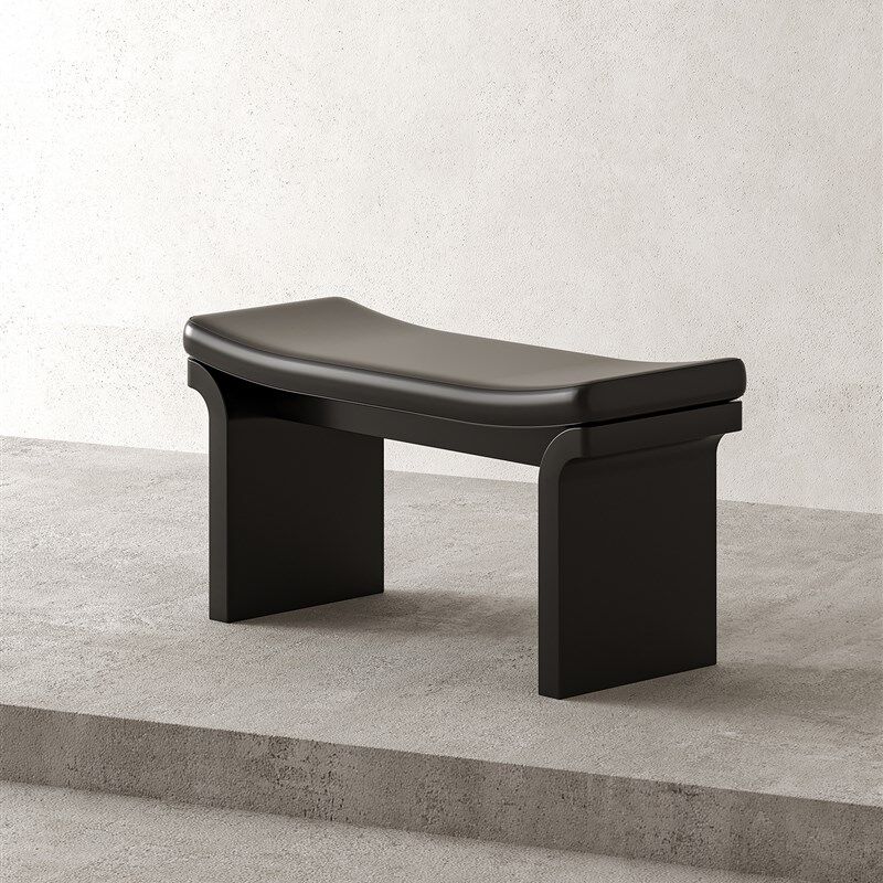 谷及 简约风换鞋凳入户门玄关客厅凳子独凳化妆凳皮质实木凳