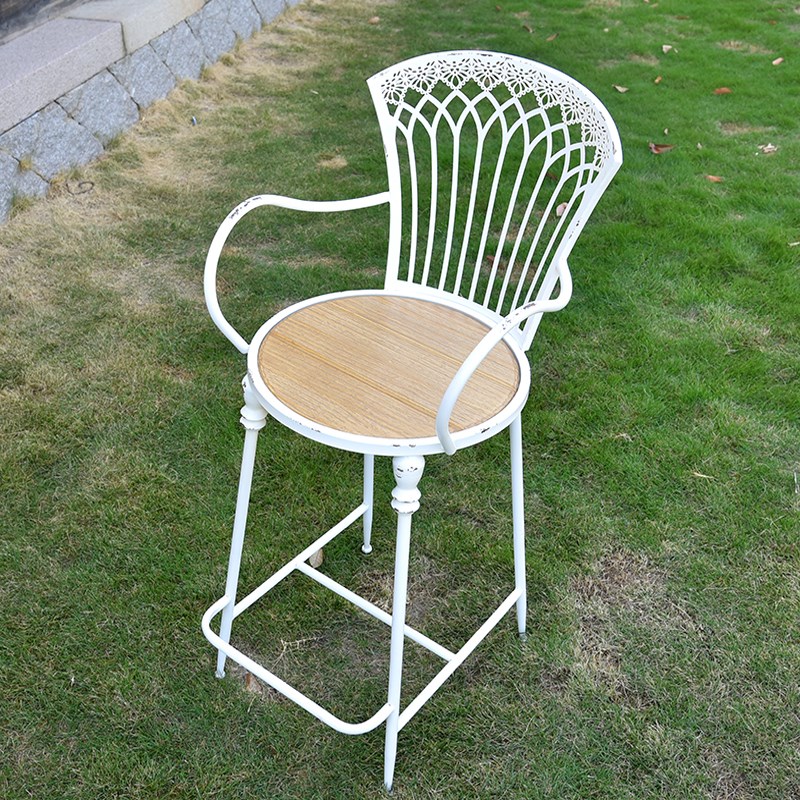 复古做旧铁艺吧台桌椅组合家用前台实木高脚凳简约现代吧椅小吧台