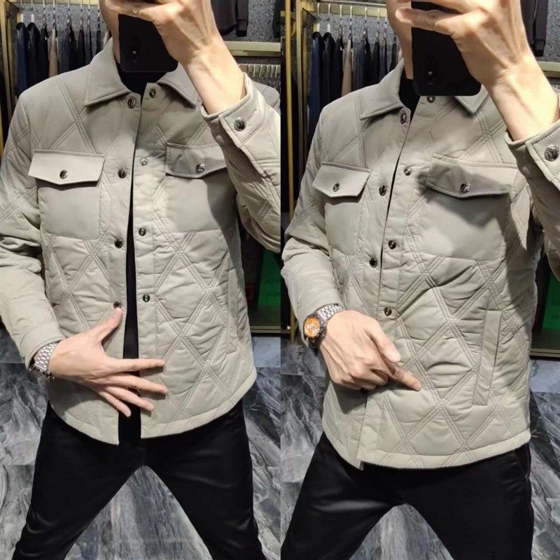 秋冬男款翻领衬衫轻薄棉服男士休闲短款夹克冬季上衣外套棉衣男装