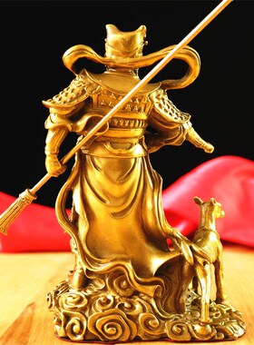 纯铜二郎神真君人物摆件杨戬神像铜器工艺品客厅书房桌面摆放装饰