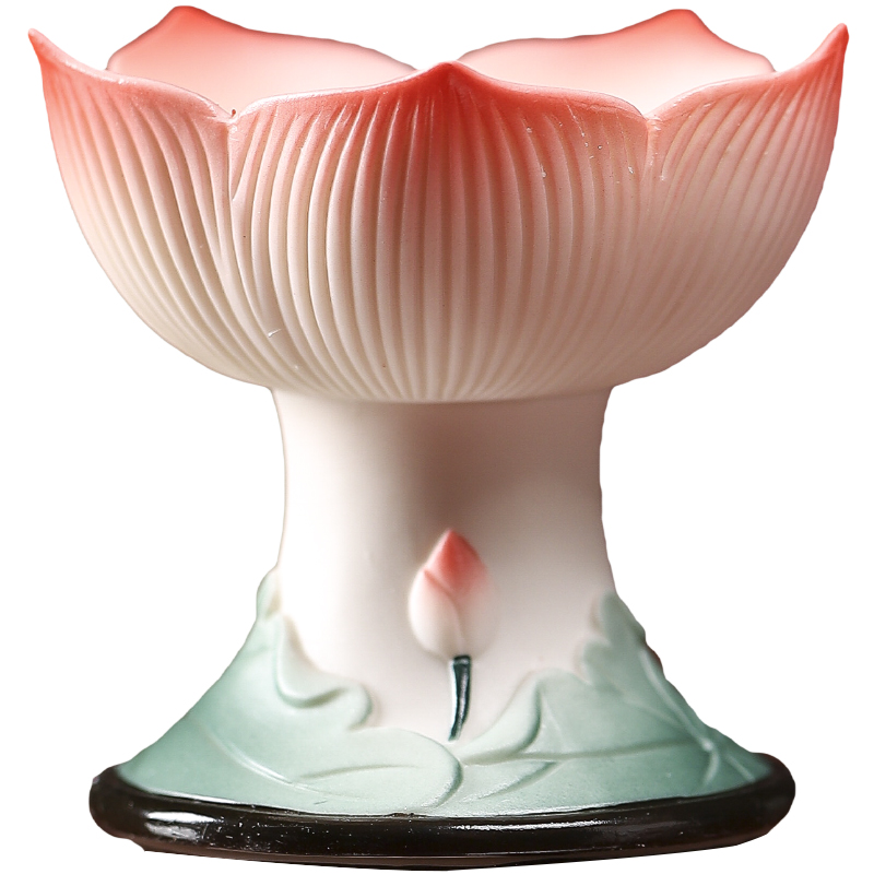 客厅用品长明灯供灯灯座摆件莲花烛台陶瓷家用佛前供具花灯蜡烛台