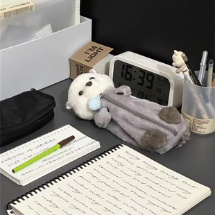 Best海獭笔袋大容量毛绒玩偶文具收纳袋软萌治愈系公仔学生杂物袋