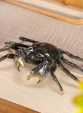 朱炳仁铜 金钳宝 铜螃蟹摆件八方来财客厅桌面茶宠手把件装饰礼品