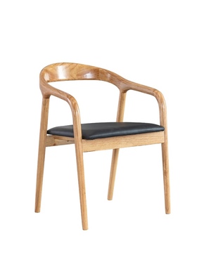 原木简约实木餐椅新中式轻奢实木靠背扶手椅泡茶室椅子家用舒美特