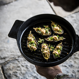 比利时Serax条纹铸铁平底煎锅不粘 家用早餐煎蛋户外露营牛排煎锅