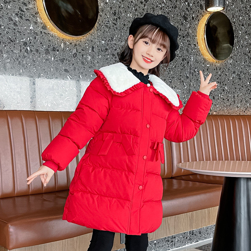 女童中长版棉衣红色棉服过年服加厚保暖外套中大童女孩时尚喜庆潮,童装/婴儿装/亲子装,棉袄/棉服,淘宝优惠券,粉丝福利购,淘宝优惠卷