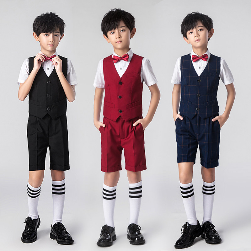 儿童礼服西装男童小主持人男孩花童走秀套装小男生钢琴演出服夏季