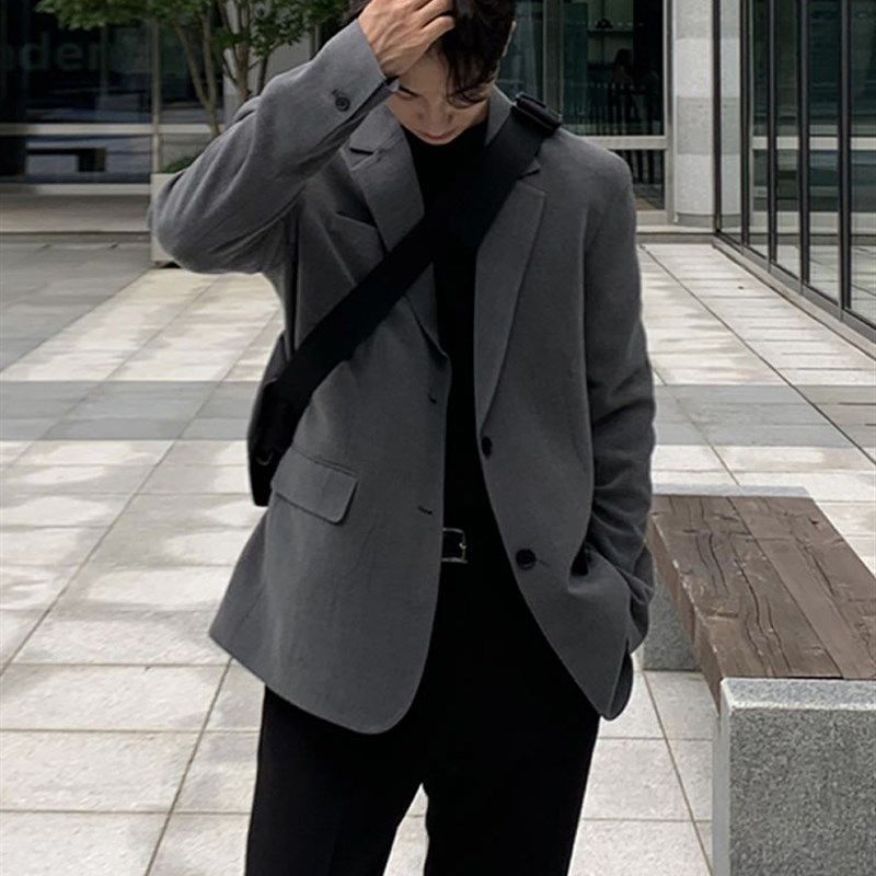 意式那不勒斯西装男高级感宽松休闲气质上衣外套轻熟风灰色小西服,男装,休闲西服,淘宝优惠券,粉丝福利购,淘宝优惠卷