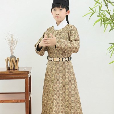 儿童汉服男童状元袍古装春秋中国风唐装圆领袍古风演出拍照中性