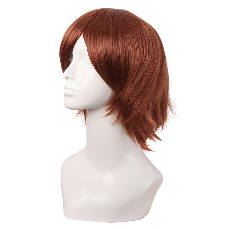 潼漫 cos假发男女适用短发30CM万用反翘直发巧克力姜橙色动漫头套