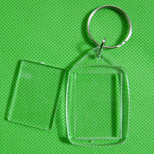 100个装 影楼1寸2寸小相框证件照片钥匙扣空壳透明钥匙圈书包挂件